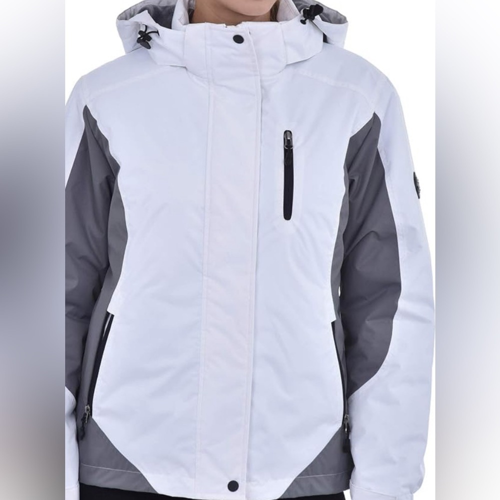 Swiss Alps Women's Snow/Ski Jacket in Bright Hydro White and Gray Women’s Large